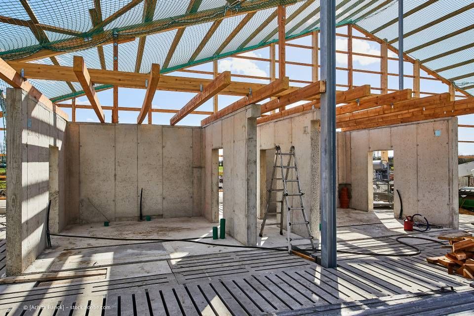 Schüler der Fachschule für Meister der Kreishandwerkerschaft Ansbach auf Baustelle