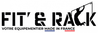 Un logo pour une entreprise appelée fit & rack fabriqué en france.