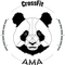 Un dessin en noir et blanc d'une tête de panda dans un cercle.