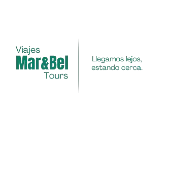 Un logotipo para una empresa de viajes llamada mar & bel tours.