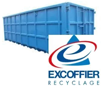 Benne bleue avec Logo Excoffier Recyclage