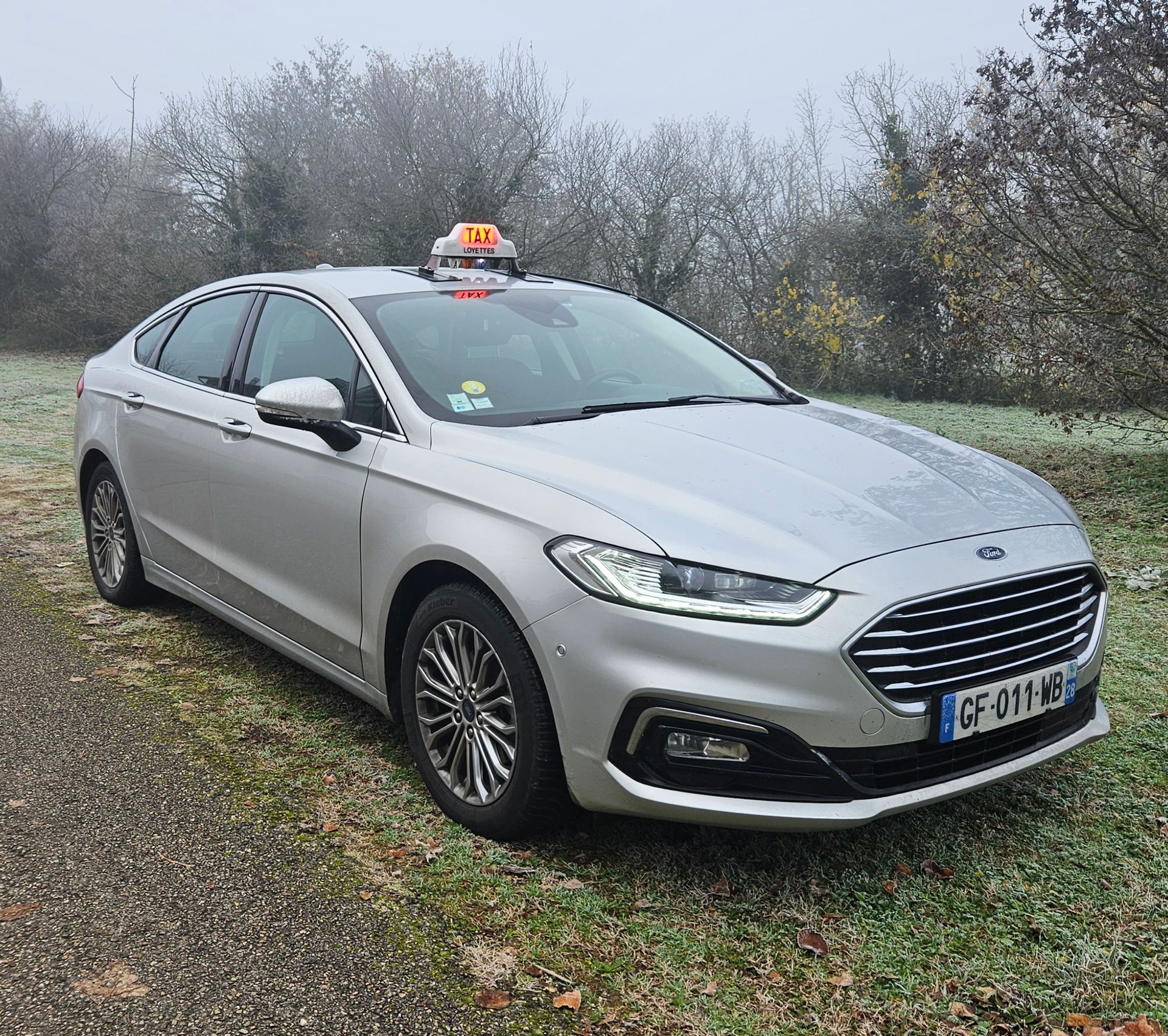 Taxi gris vu de profil