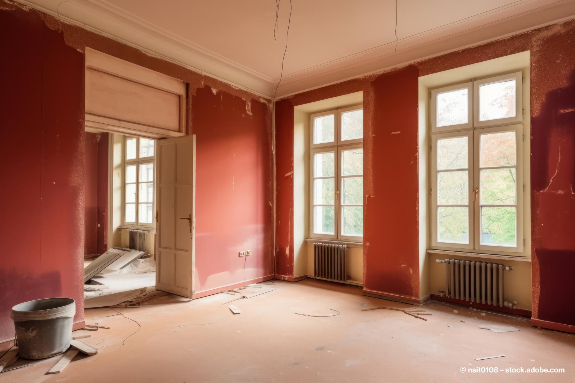 Innenarbeiten: renovierungsbedürftige Wohnung