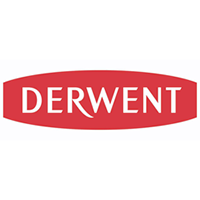 Derwent-logo valkoisella tekstillä punaisella, pitkulaisen muotoisella pohjalla.