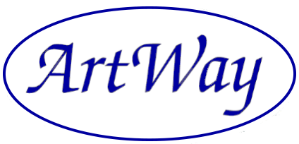"ArtWay"-teksti sinisess&auml; soikiossa.