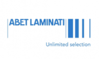 Logotipo de ABET LAMINATI. El nombre aparece junto a un diseño azul similar a un código de barras, con la leyenda