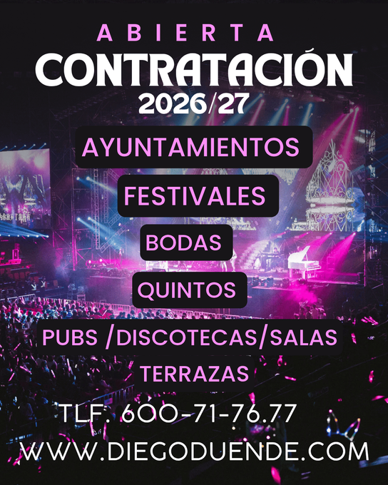 Contratación 2026/27 para ayuntamientos, festivales, bodas y quintos; pubs y terrazas.
