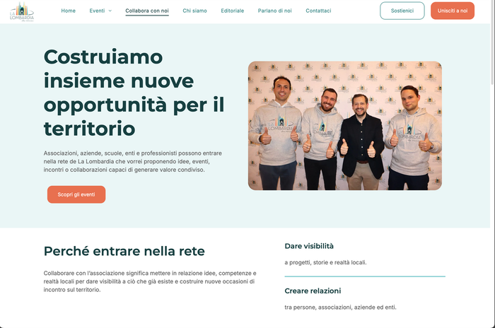 Screenshot sito La Lombardia che vorrei