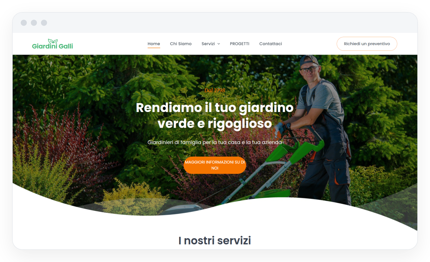 Screenshot di un sito realizzato da Bonsite – desktop