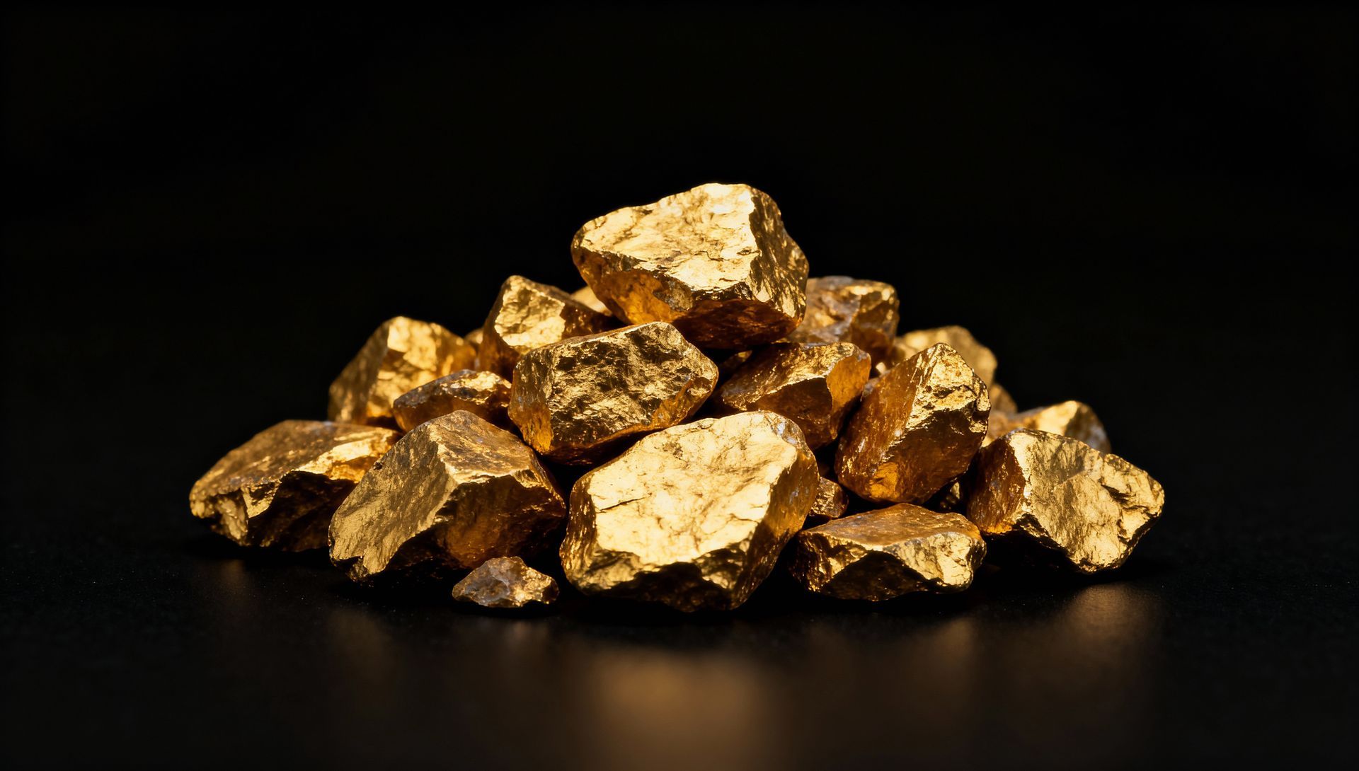Tas de pépites d'or sur fond sombre