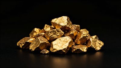 Tas de pépites d'or sur fond sombre