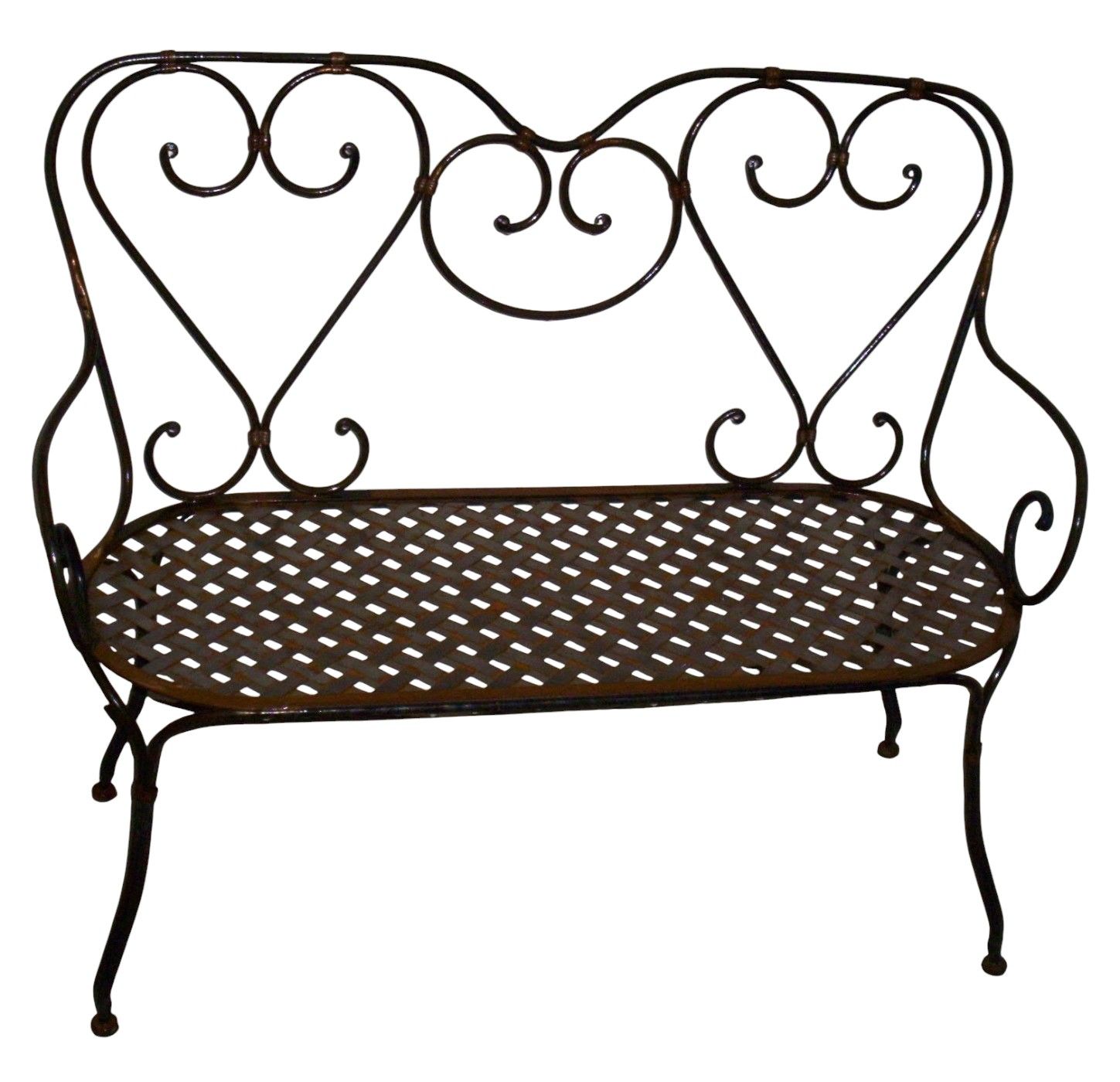 Banc en fer forgé avec assise arrondie