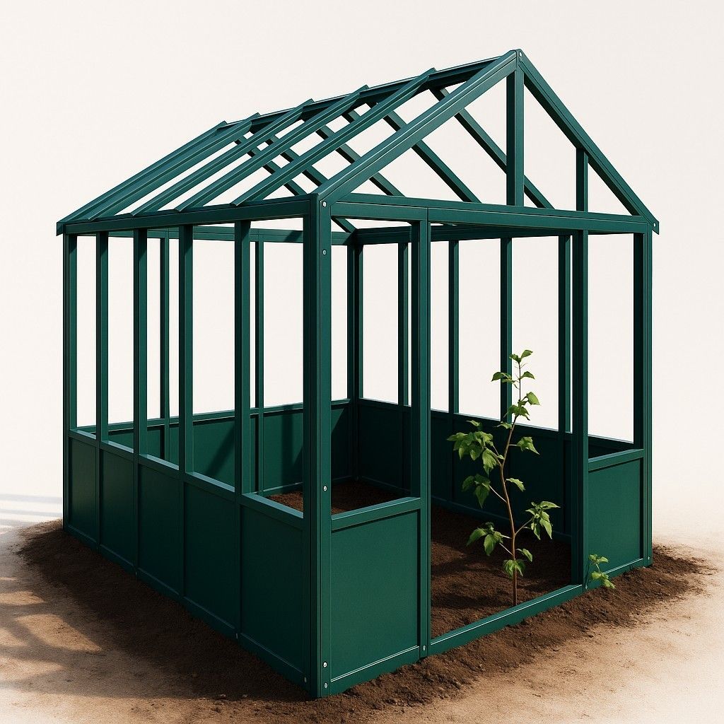 Une serre en fer forgé vert