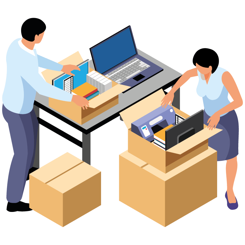Déménagement dans un bureau illustration