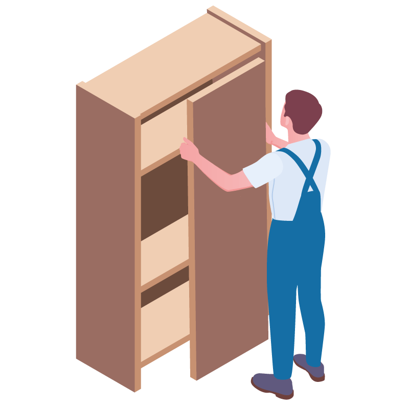 Homme qui monte un meuble illustration