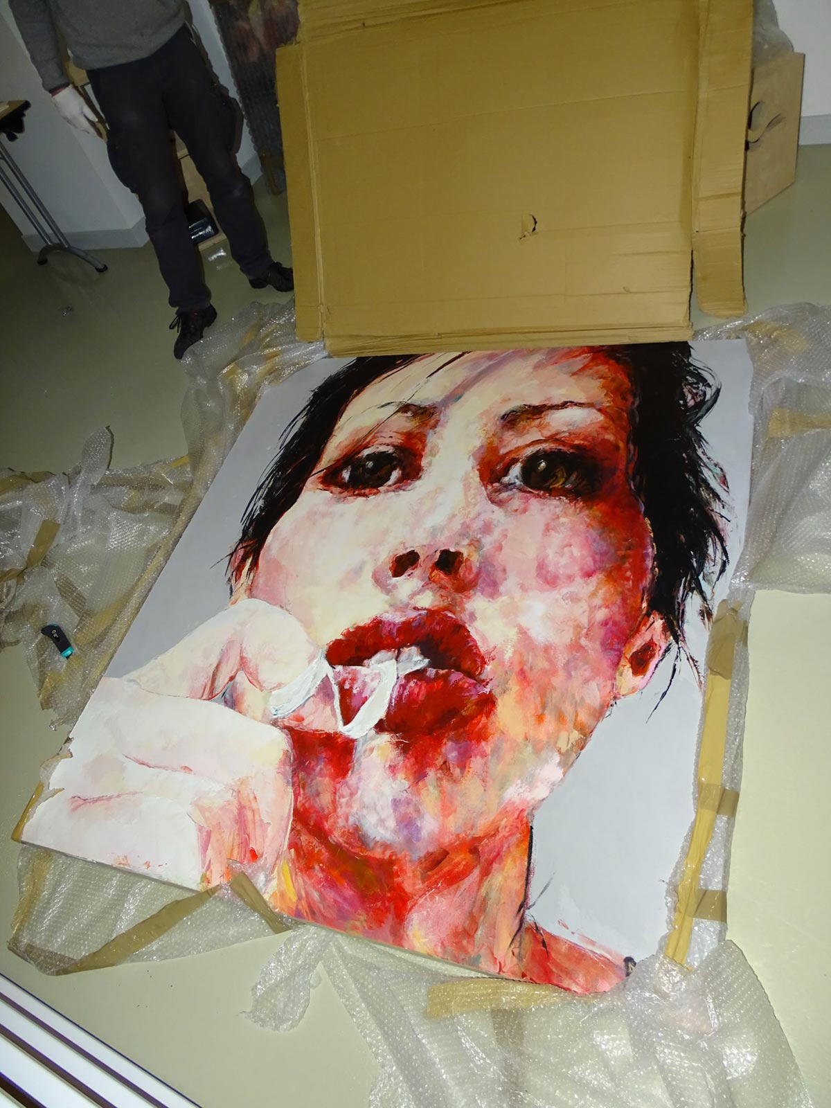 Tableau emballé pour le transport