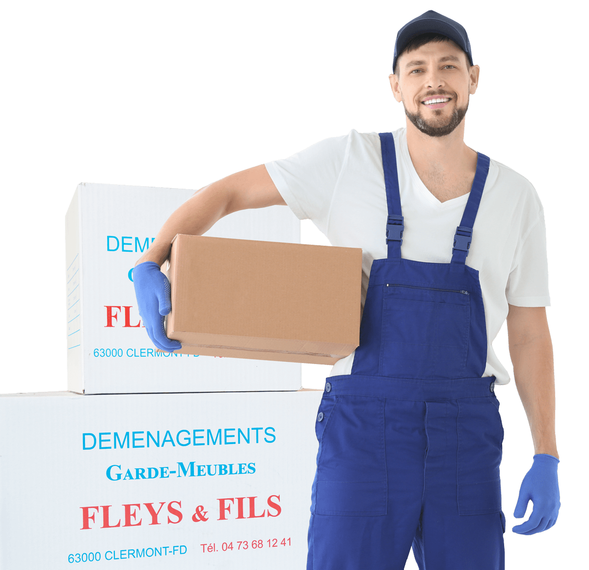 Déménageur qui porte un carton