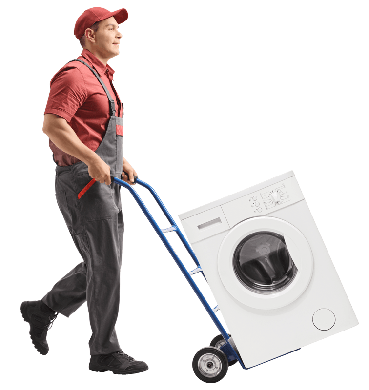 Homme qui transporte une machine à laver