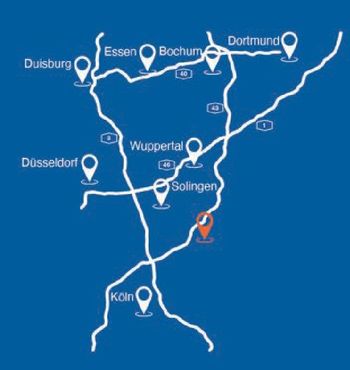 Eine Karte mit der Lage von Duisburg, Essen und Bochum