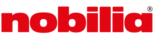 Nobilia-Logo in roten Kleinbuchstaben auf weißem Hintergrund