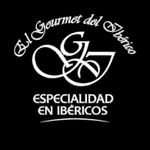 Logotipo: Texto blanco &ldquo;El Gourmet del Ib&eacute;rico&rdquo; con &ldquo;G&rdquo; y &ldquo;J&rdquo; entrelazadas y &ldquo;Especialidad en Ib&eacute;ricos&rdquo; sobre fondo negro.