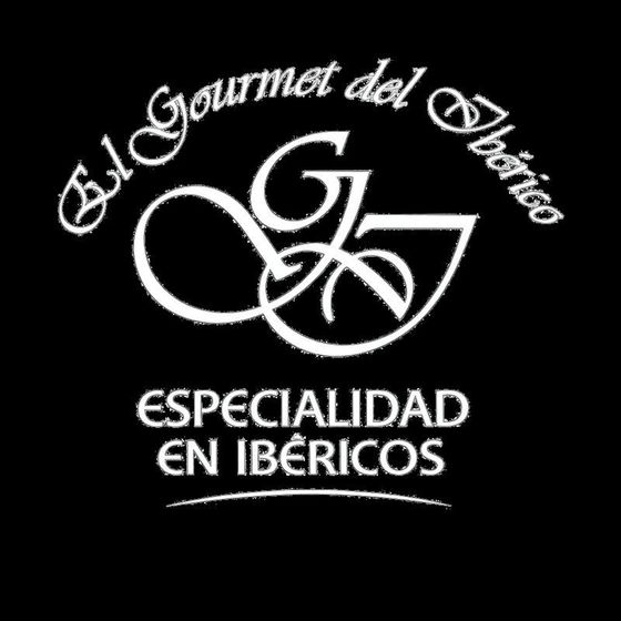 Logotipo: Texto blanco &ldquo;El Gourmet del Ib&eacute;rico&rdquo; con &ldquo;G&rdquo; y &ldquo;J&rdquo; entrelazadas y &ldquo;Especialidad en Ib&eacute;ricos&rdquo; sobre fondo negro.