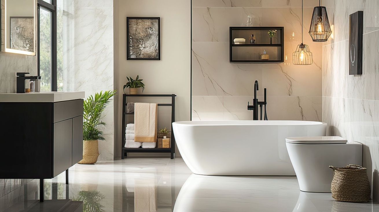 Salle de bains moderne avec baignoire