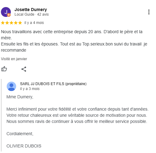 Avis Google Josette Dumery