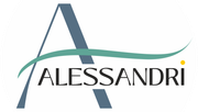 Logotipo de Alessandri con una A estilizada en azul y verde sobre un fondo blanco.