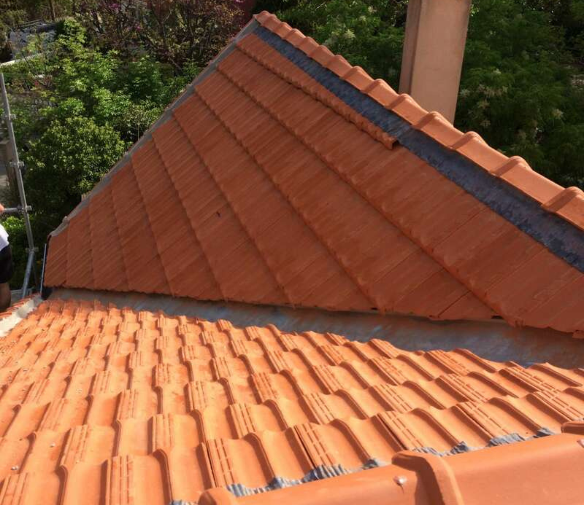 Un toit avec beaucoup de tuiles