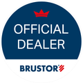 Logotipo del distribuidor oficial de Bruster: círculo azul con 