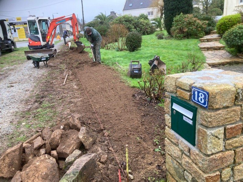 Pendant mise en place de la haie