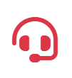 Un icono rojo de un auricular con un micrófono conectado.