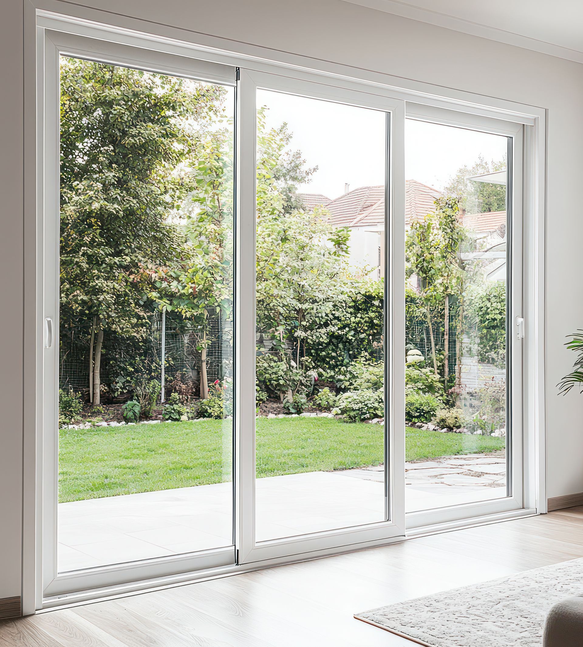 Une baie vitrée coulissante