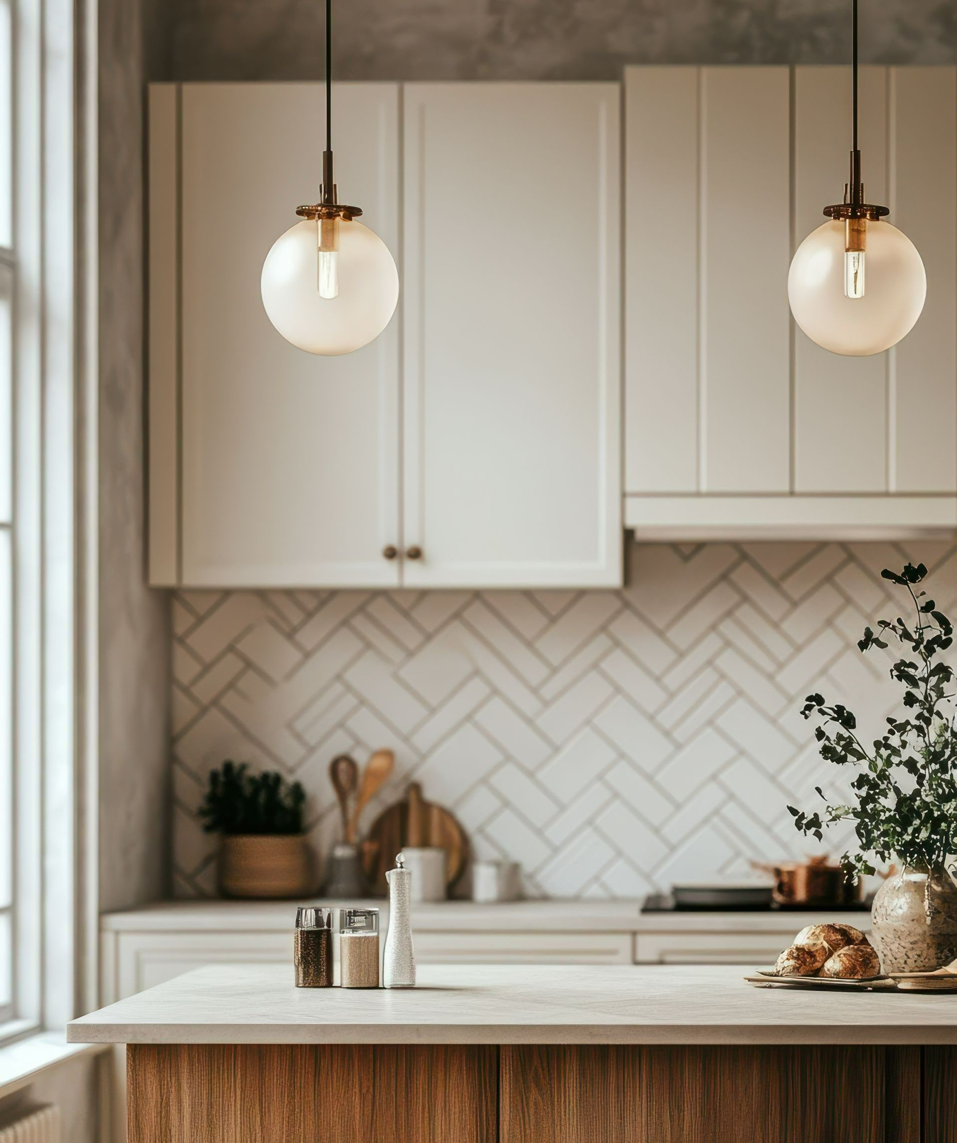 Une cuisine en bois et blanc