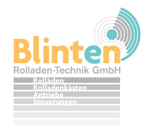 Blinten Rollladen-Technik GmbH logo with orange text and teal circular wave icon