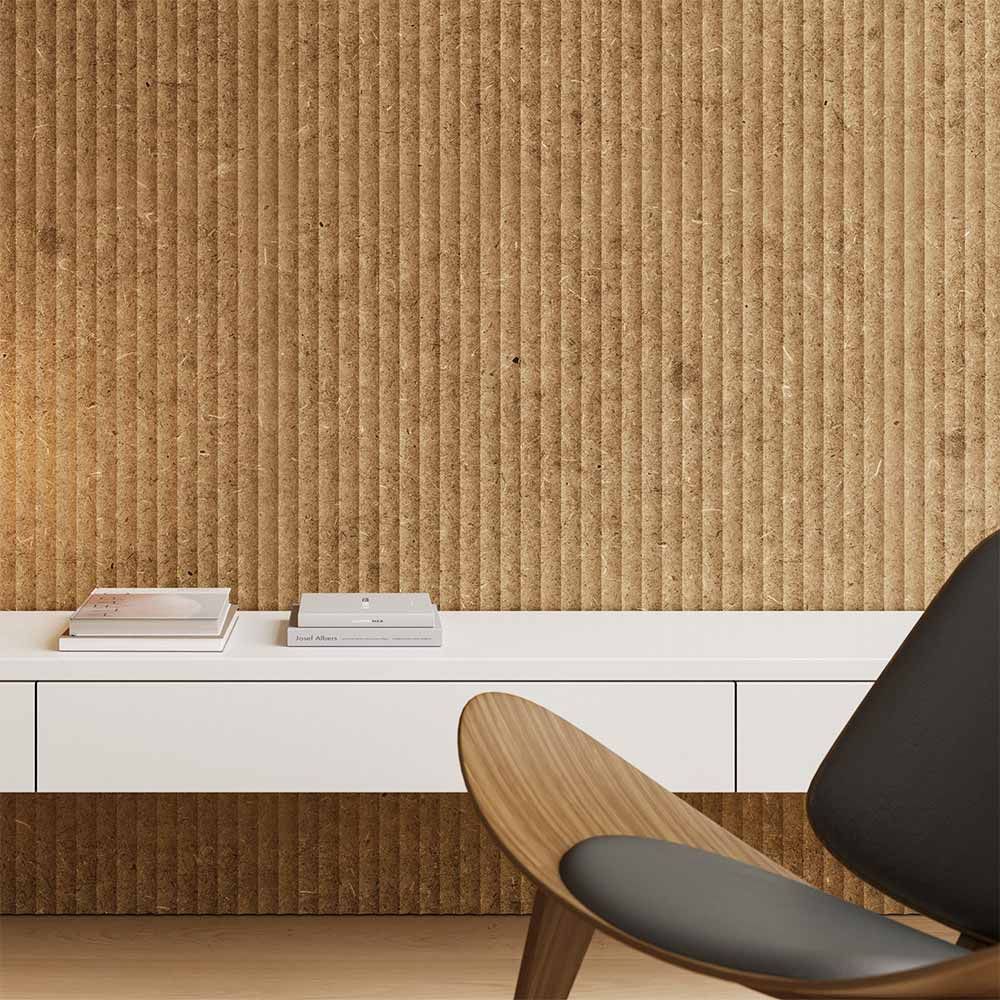 Líneas verticales de cartón corrugado de color marrón.