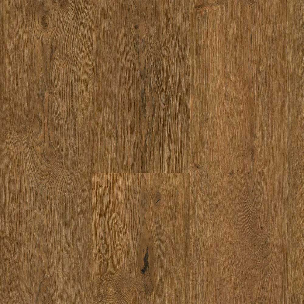 Piso laminado de madera marrón con patrón de vetas de madera.