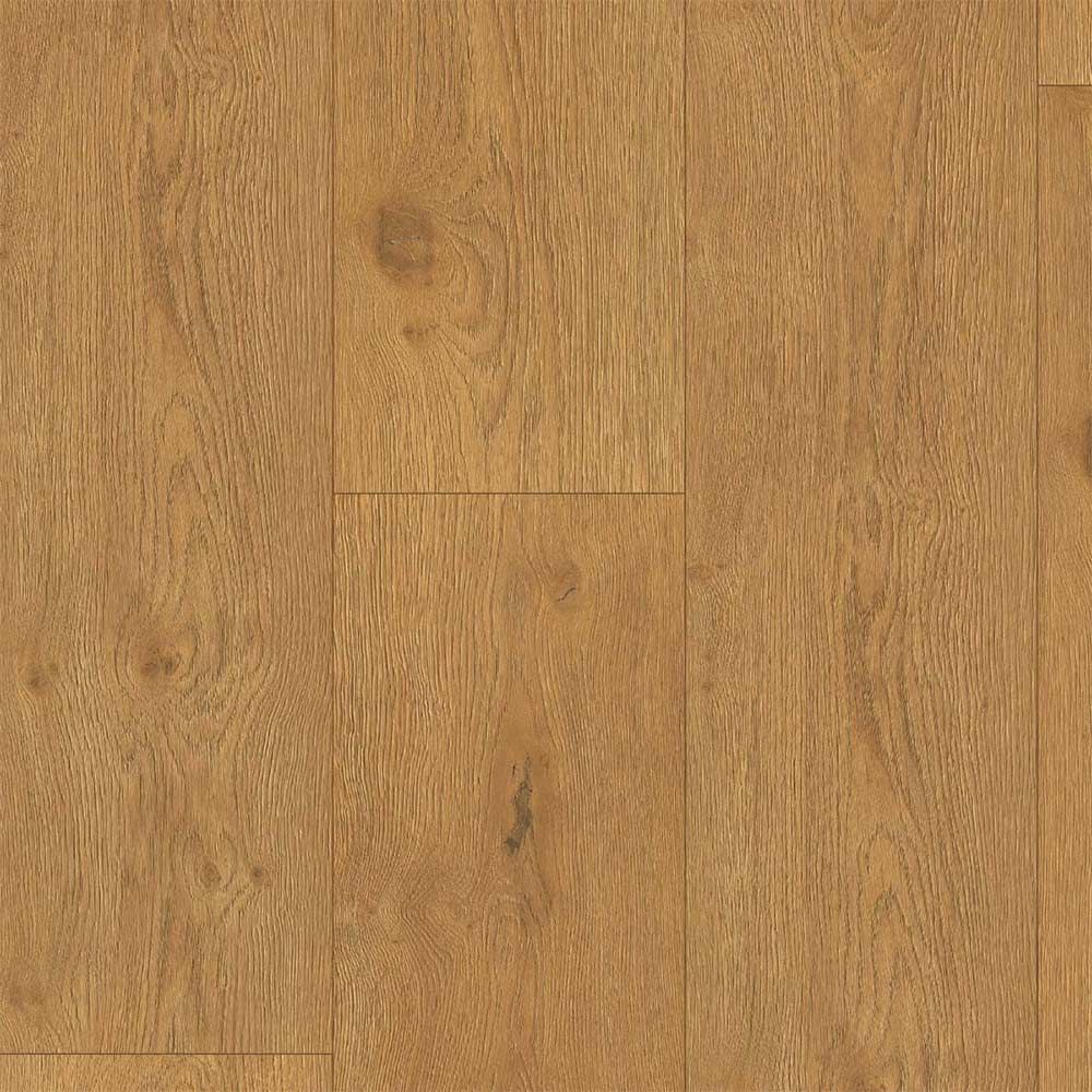 Suelo laminado de madera, color marrón claro, tablones dispuestos en ángulo diagonal.