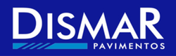 Un logotipo azul y blanco para pavimentos dismar