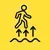 Persona caminando sobre el agua, con flechas que indican movimiento ascendente.