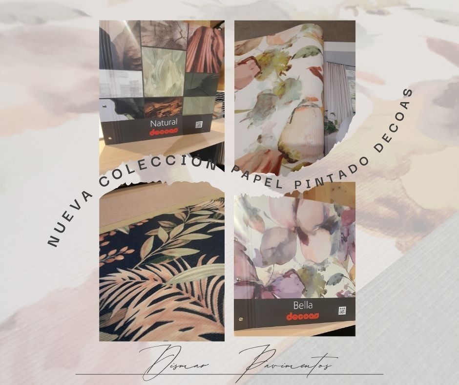 A collage of pictures with the words nueva coleccion papel pintado decoas