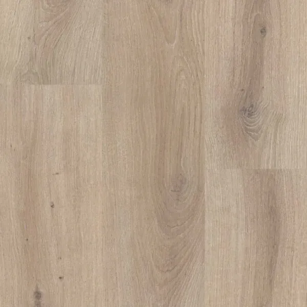 Suelo laminado efecto madera color beige claro, con detalle de vetas de madera, en patrón diagonal.