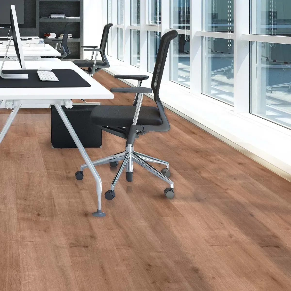 Tablones de suelo de madera de color marrón claro.