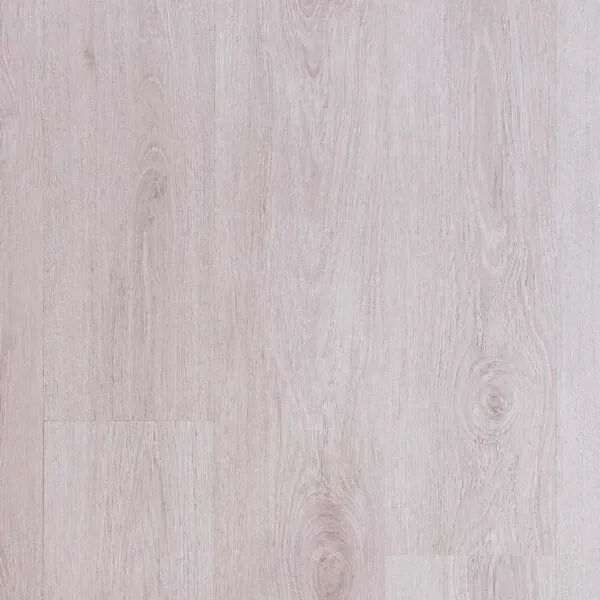 Piso laminado en tono blanco con textura de veta de madera, perspectiva diagonal.