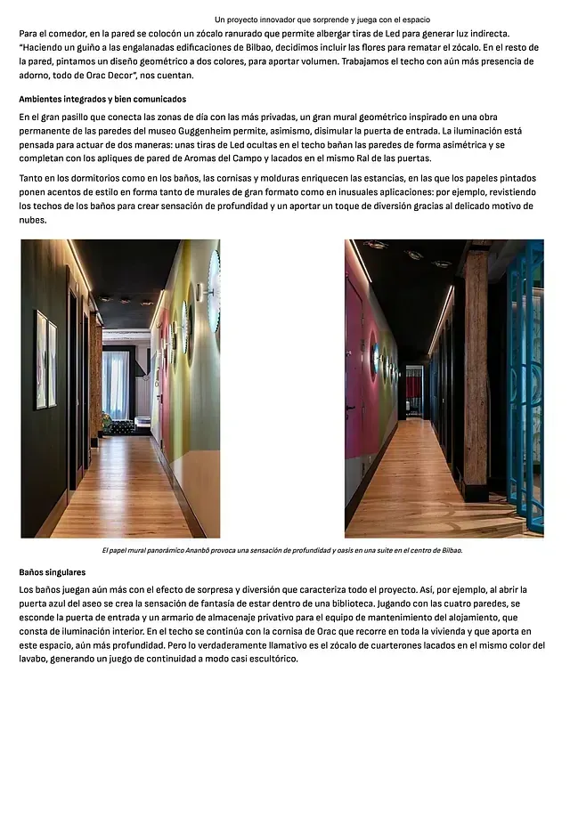 Hay dos fotografías de un largo pasillo con pisos de madera.