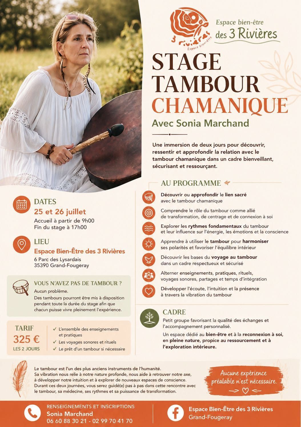 Affiche française pour « Stage Tambour Chamanique » 
