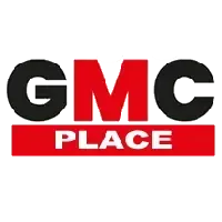 The logo for gmc place is red and black.