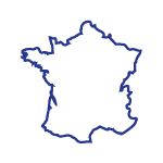 Contour de la France en bleu.