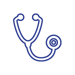 Contour bleu d'un stéthoscope.